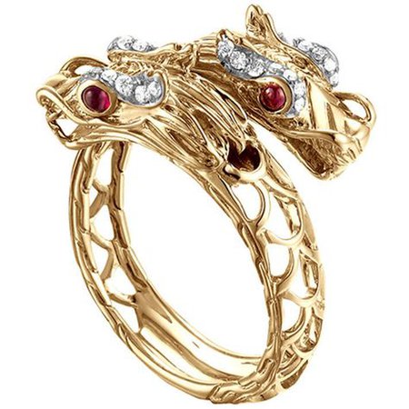 Gold Double Headed Dragon Ring