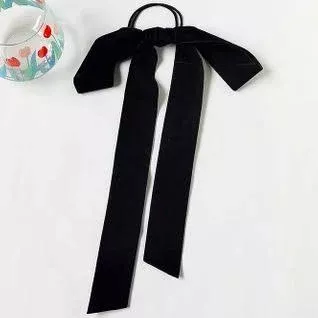 black hair ribbon hair tie
