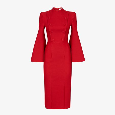 Red silk and wool dress - DRESS | Fendi