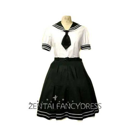 Wholesale White Cotton School Lolita Dress Short Sleeves School Uniform - $54.99