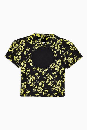 Lime Printed Cut Out Crop Top | Topshop