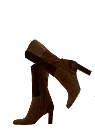 brown colourblock boots