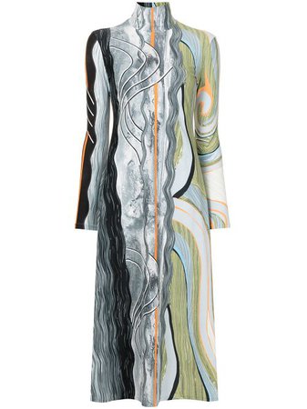 Shop Mame Kurogouchi Marble-print turtleneck midi dress with Express Delivery - FARFETCH