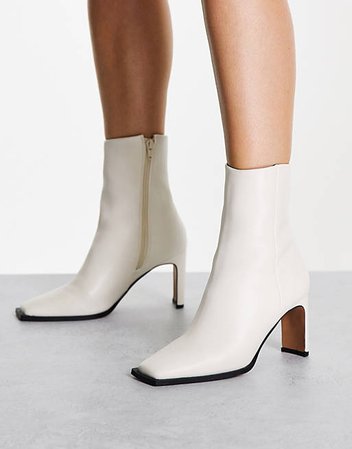 ASOS DESIGN Remmy set-back heeled boots in bone | ASOS