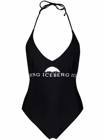 iceberg logo black swimsuit