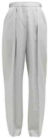 Tailored Straight Leg Trousers - Womens - Light Grey