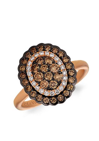 Le Vian® Creme Brulee® 3/4 ct. t.w. Chocolate Diamonds®, 1/6 ct. t.w. Nude Diamonds™ Ring in 14K Strawberry Gold®