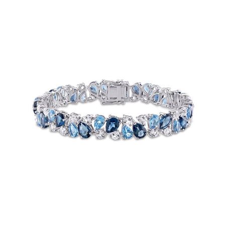 33-1/3 Carat T.G.W. London and Swiss-Blue Topaz and Created White Sapphire Sterling Silver Double Row Bracelet - Walmart.com
