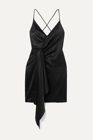 Black Draped asymmetric silk-charmeuse mini dress | Cushnie | NET-A-PORTER