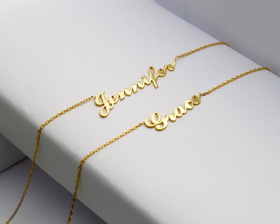 Name Necklace Nameplate Necklace Name Necklace Gold Cursive | Etsy
