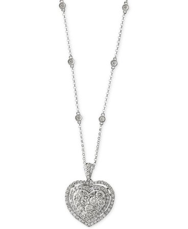 EFFY Collection Bouquet by EFFY® Diamond Heart Pendant Necklace (1-1/8 ct. t.w.) in 14k White Gold & Reviews - Necklaces - Jewelry & Watches - Macy's