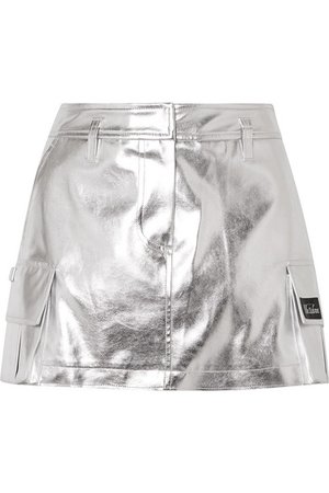 we11done | Appliquéd metallic faux leather mini skirt | NET-A-PORTER.COM