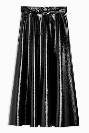 Black Full Circle Vinyl Midi Skirt | Topshop black