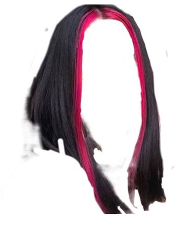 black hair with pink bangs