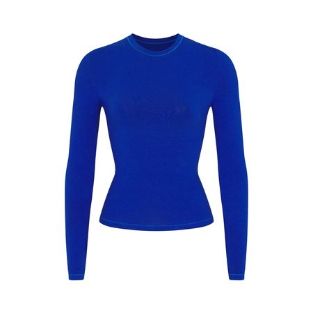 Cotton Jersey Long Sleeve T-Shirt - Cobalt | SKIMS