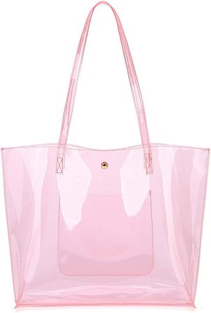 Amazon.com: Women's Clear PVC Tote Bag Shoulder Handbag from Dreubea, Big Capacity Purse : Clothing, Shoes & Jewelry
