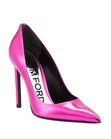 TOM FORD Mirror Calf Leather Point-Toe Pump | Neiman Marcus
