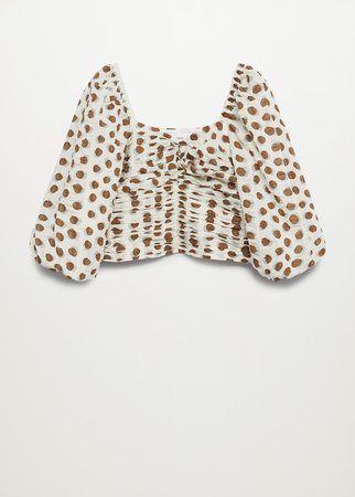 Ruched polka-dot blouse - Women | Mango United Kingdom