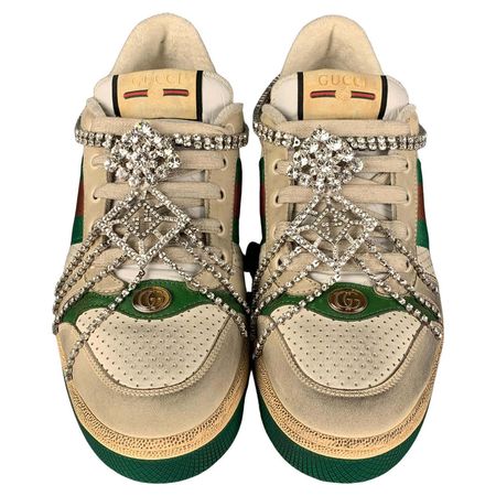 GUCCI Off White and Green Sneakers