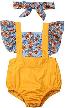 Amazon.com: Newborn Kids Baby Girls Clothes Floral Jumpsuit Romper Playsuit + Headband Outfits (Sunflower 2, 12-18 Months): Gateway
