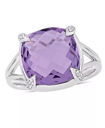 Macy's Amethyst (7-3/4 ct.t.w.) and White Topaz (1/20 ct.t.w.) Split Shank Cocktail Ring in Sterling Silver