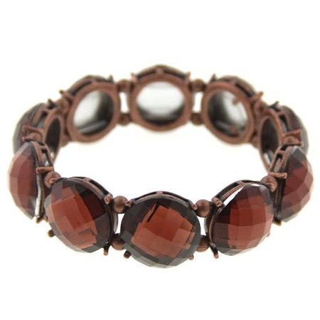Copper-Tone Brown Bead Stretch Bracelet