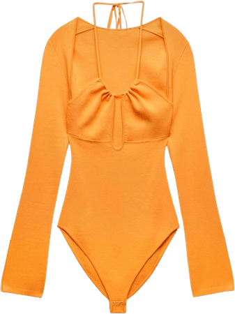 Zara orange bodysuit