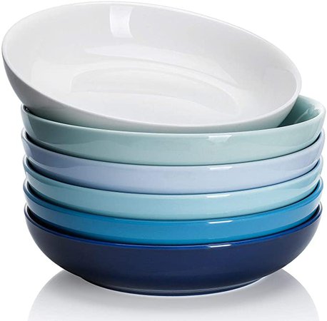 Amazon.com | Sweese 112.003 Porcelain Salad Pasta Bowls - 22 Ounce - Set of 6, Cool Assorted Colors: Pasta Bowls