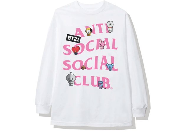 Anti Social Social Club x BT21 Back Track Long Sleeve Tee (FW19) White