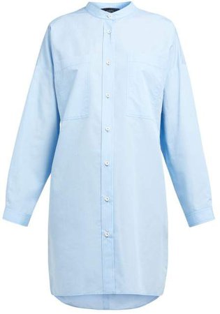 Rollo Cotton Blend Poplin Shirtdress - Womens - Blue