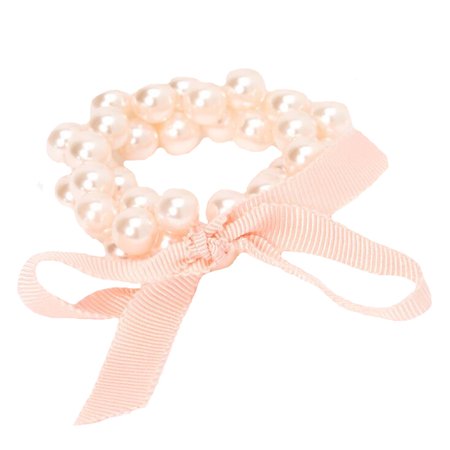 Claire’s Club Blush Pink Ribbon Pearl Bracelet