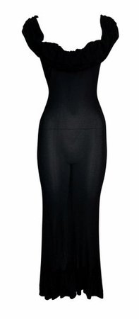 2003 Yves Saint Laurent Plunging Semi-Sheer Black Slinky Dress | My Haute Wardrobe