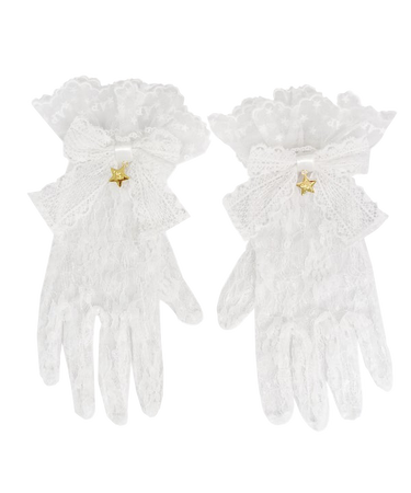 twinkle lace gloves (white) - angelic pretty