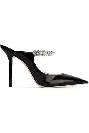 Jimmy Choo | Bing 100 crystal-embellished patent-leather mules | NET-A-PORTER.COM