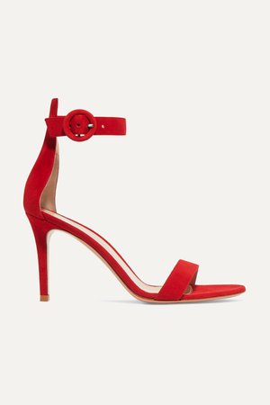 Red Portofino 85 suede sandals | Gianvito Rossi | NET-A-PORTER