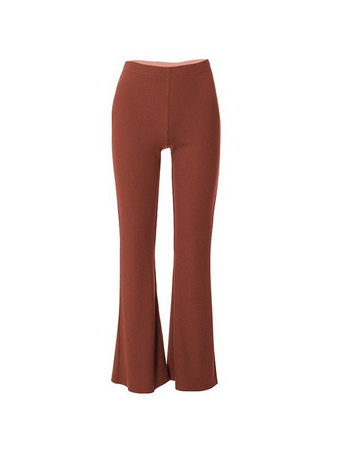 Solid Color Ribbed Flare Leg Pants