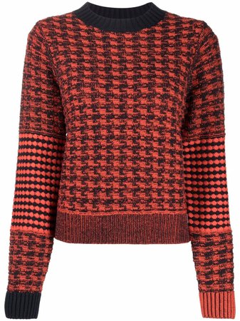Victoria Beckham houndstooth-knit Panelled Jumper - Farfetch