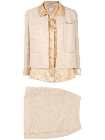 CHANEL PRE-OWNED three-piece skirt suit