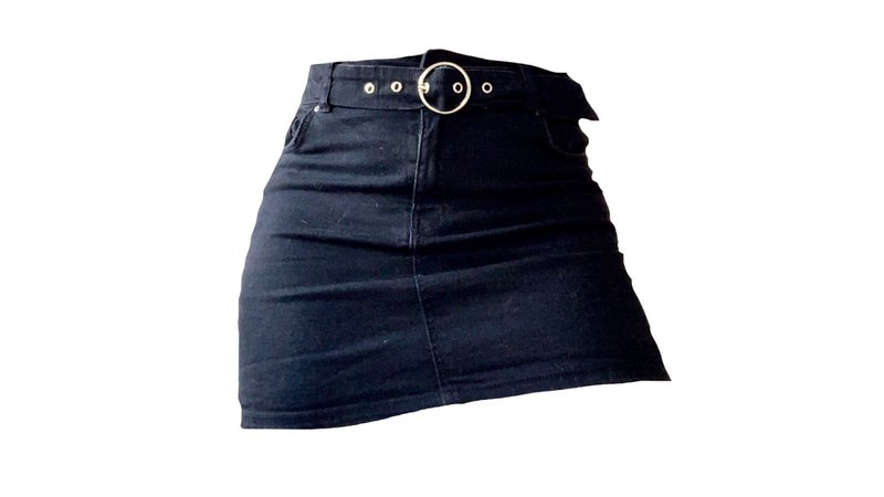 *clipped by @luci-her* Dark Wash Belted Denim Skirt