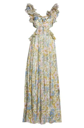 Zimmermann Super Eight Floral Ruffle Cotton & Silk Maxi Dress | Nordstrom