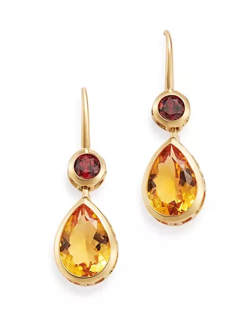 Bloomingdale's Citrine & Garnet Drop Earrings in 14K Yellow Gold - 100% Exclusive | Bloomingdale's