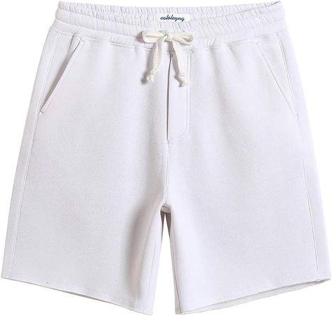 caloleyng Mens Cotton 8" Long Casual Lounge Fleece Shorts Pockets Jogger Athletic Workout Gym Sweat Shorts at Amazon Men’s Clothing store