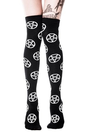 Pentagram Over The Knee Socks [B] | KILLSTAR - US Store