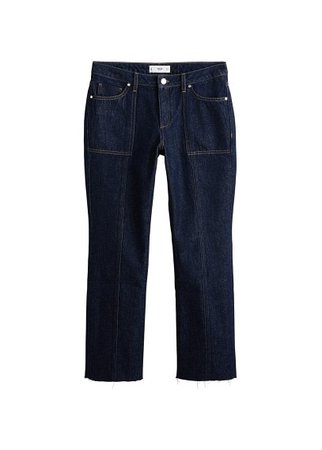 MANGO Cropped frayed jeans