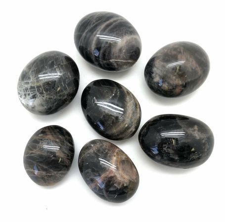 Black Moonstone Palm Stone - Polished Stone Oval | New Moon Beginnings