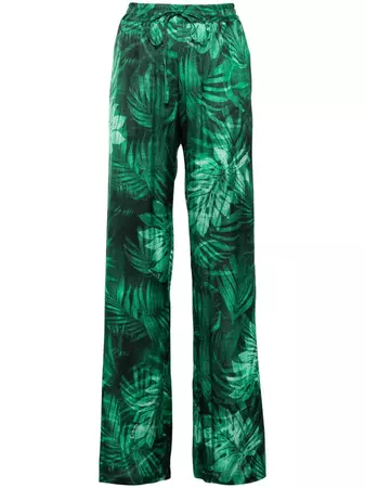 ERMANNO FIRENZE leaf-print Trousers - Farfetch