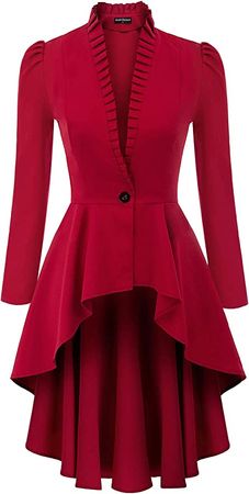 Amazon.com: Women Steampunk Gothic Long Blazers Coat Gothic Puff Sleeve Jackets L Red : Clothing, Shoes & Jewelry