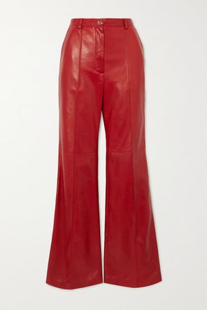 Red Leather straight-leg pants | Gucci | NET-A-PORTER