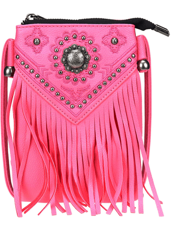fringe hit pink phone purse