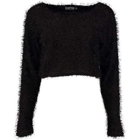 black fuzzy sweater top
